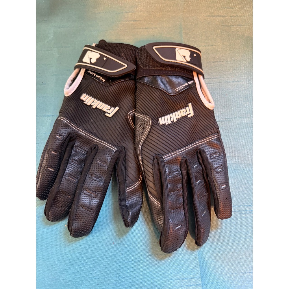 Franklin Batting Gloves Youth Medium MLB Nex-Skinz Black White Baseball Athletic